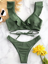 Load image into Gallery viewer, New Push up 2019 Bikini Set Women Ruffle Biquini Swimwear Low Waist Sexy Brazilian Ribbed Swimsuit Bather Beach maillot de bain
