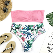 Load image into Gallery viewer, Sexy Bandeau Bikini Set Women Floral Print Swimwear Push Up Swimsuit Brazilian Biquini Pink Bikinis Pad Bathing Suit Beachwear