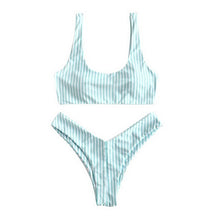 Load image into Gallery viewer, Hot Striped Bikini Set Women Bandage Bathing Suit 2019 New Push Up Micro Swimsuit Brazilian Thong Sexy Swimwear Women Bikinis