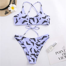 Load image into Gallery viewer, Women Bat Print Bikini Set Sexy Push Up Padded Crop Top Two Piece Swimsuit Bathing Suit Bathers Thong Swimwear Stro Kapielowy
