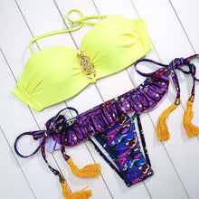 Load image into Gallery viewer, push up swimsuit women swimwear brazilian bikini set print bathing suit halter top bikinis women 2019 biquini mujer