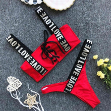 Load image into Gallery viewer, Letter Printed Brazilian Bikini Women Swimwear Female Swimsuit Two-pieces Bikini set Lace Up Bather Bathing Suit Swim V1074