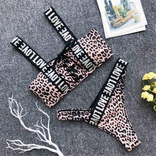 Load image into Gallery viewer, Letter Printed Brazilian Bikini Women Swimwear Female Swimsuit Two-pieces Bikini set Lace Up Bather Bathing Suit Swim V1074