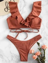 Load image into Gallery viewer, New Push up 2019 Bikini Set Women Ruffle Biquini Swimwear Low Waist Sexy Brazilian Ribbed Swimsuit Bather Beach maillot de bain
