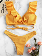 Load image into Gallery viewer, New Push up 2019 Bikini Set Women Ruffle Biquini Swimwear Low Waist Sexy Brazilian Ribbed Swimsuit Bather Beach maillot de bain
