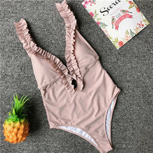 Load image into Gallery viewer, Sexy Swimsuit Women One Piece Swimwear Ruffle Swimsuit Beachwear Padded Swimwear Brazilian Bikini Monokini Bathing Suit Biquini
