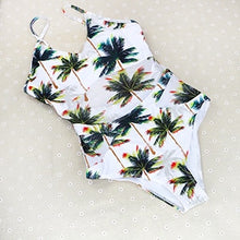 Load image into Gallery viewer, one piece swimwear woman swimsuit print plaid black high waist wire free big sale pad deep v bakcless simple thong
