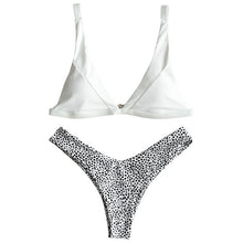 Load image into Gallery viewer, High Cut Leopard Bikini Set Wire Free Elastic Straps Padded Bra Swim Suit Pull UP Beach Sexy Swimwear 2019 Mini Swim Sets
