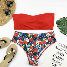 Load image into Gallery viewer, Sexy Bandeau Bikini Set Women Floral Print Swimwear Push Up Swimsuit Brazilian Biquini  Pink Bikinis Pad Bathing Suit Beachwear
