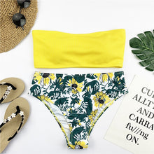 Load image into Gallery viewer, Sexy Bandeau Bikini Set Women Floral Print Swimwear Push Up Swimsuit Brazilian Biquini  Pink Bikinis Pad Bathing Suit Beachwear
