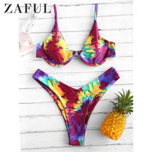 Load image into Gallery viewer, Bikini Tie Dye Underwire High Leg Bikini Set Spaghetti Straps Swimsuit Aesthetic Sexy Bathing Suit Women Swimwear 2019
