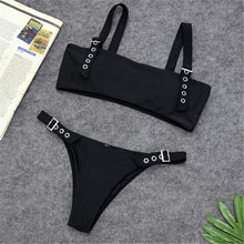 Load image into Gallery viewer, Women Swimsuit Summer Brazilian Bikini Set Push-Up Padded Swimwear Bandage Swimsuit Solid Bathing Suit Swimming Suit Biquini
