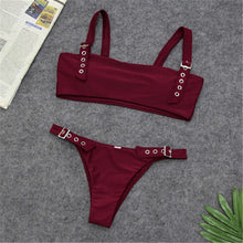 Load image into Gallery viewer, Women Swimsuit Summer Brazilian Bikini Set Push-Up Padded Swimwear Bandage Swimsuit Solid Bathing Suit Swimming Suit Biquini
