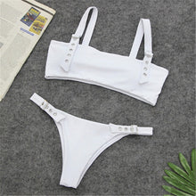 Load image into Gallery viewer, Women Swimsuit Summer Brazilian Bikini Set Push-Up Padded Swimwear Bandage Swimsuit Solid Bathing Suit Swimming Suit Biquini
