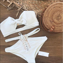 Load image into Gallery viewer, Women Bikini Set Swimwear Push Up Padded Swimsuits Bandage Baikini Sexy Women Beachwear High Waist Bathing Suits
