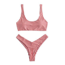 Load image into Gallery viewer, Hot Striped Bikini Set Women Bandage Bathing Suit 2019 New Push Up Micro Swimsuit Brazilian Thong Sexy Swimwear Women Bikinis

