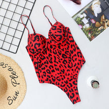 Load image into Gallery viewer, Women Push Up  Swimwear One Piece Swimsuit Female Bather Leopard Printed Bathing Suit Swim Lady Monokini 5222
