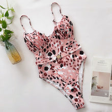 Load image into Gallery viewer, Women Push Up  Swimwear One Piece Swimsuit Female Bather Leopard Printed Bathing Suit Swim Lady Monokini 5222
