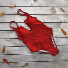 Load image into Gallery viewer, Sexy One Piece Swimwear Women Deep V Swimsuit Push Up Swimwear Solid Bathing Suit One Piece Monokini Backless Bikini Beach Wear

