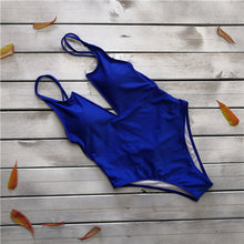 Load image into Gallery viewer, Sexy One Piece Swimwear Women Deep V Swimsuit Push Up Swimwear Solid Bathing Suit One Piece Monokini Backless Bikini Beach Wear
