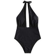 Load image into Gallery viewer, Sport Pink Solid Swimwear Plunge Neck Ruffle One Piece Swimsuit Women Summer Wire Free Monokinis Beachwear Swimsuit
