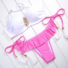 Load image into Gallery viewer, push up swimsuit women swimwear brazilian bikini set print bathing suit halter top bikinis women 2019 biquini mujer
