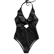 Load image into Gallery viewer, Ruffle Swimsuit Women Backless Swimwear Women One Piece Swimsuit Padded Bathing Suit Ladies Beachwear Monokini Maillot De Bain
