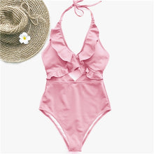 Load image into Gallery viewer, Ruffle Swimsuit Women Backless Swimwear Women One Piece Swimsuit Padded Bathing Suit Ladies Beachwear Monokini Maillot De Bain

