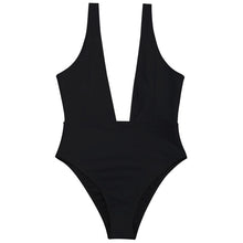 Load image into Gallery viewer, New Plunging Neck One Piece Bodysuit Women Low Cut Padded High Leg Rompers 2018 Summer Elastic Bathing Suit Overall
