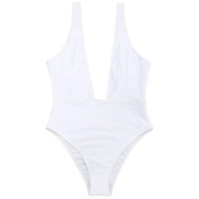 Load image into Gallery viewer, New Plunging Neck One Piece Bodysuit Women Low Cut Padded High Leg Rompers 2018 Summer Elastic Bathing Suit Overall
