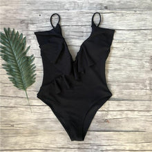 Load image into Gallery viewer, Sexy One Piece Swimsuit Women Brazilian Bikini Ruffle Swimwear Solid Swimming Suit For Women One Piece Bikini Trikini Monokini
