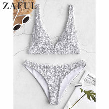 Load image into Gallery viewer, Bikini Polka Dot Plunging Bikini Set Women Wire Free Women Summer Swimsuit Sportswear Holiday Beach Bathing Suit Swimwear
